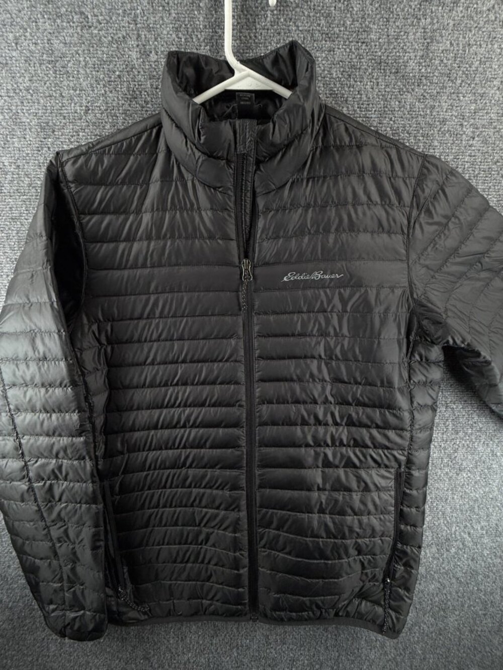 Eddie Bauer EB650 Down Fill Winter Jacket Insulated Men Small Gray Full Zip
